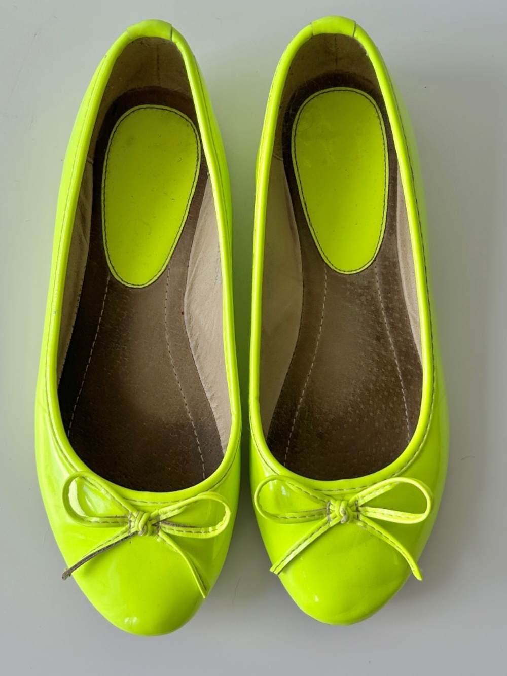 Y2K neon yellow ballet flats